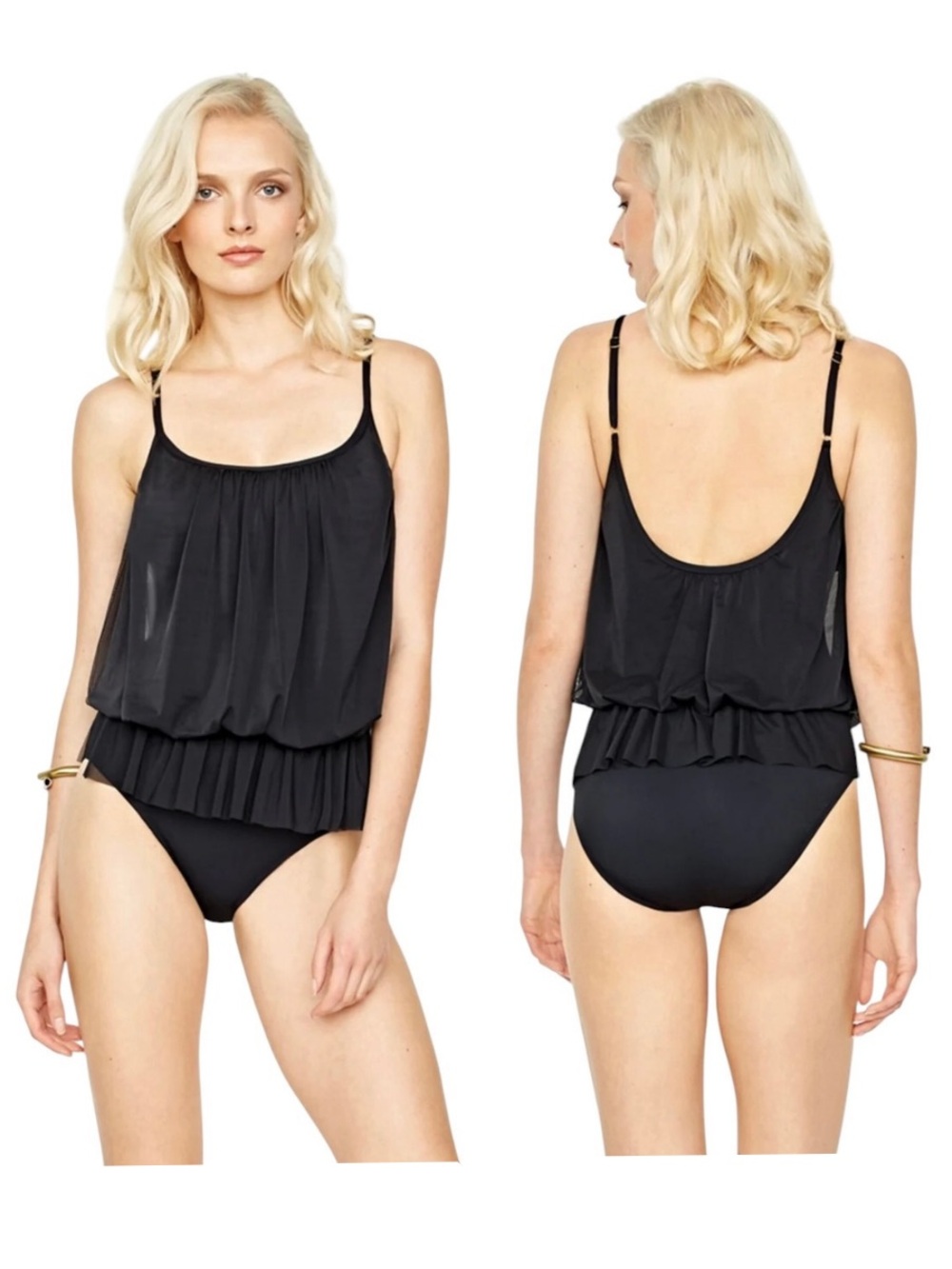 Gottex Lattice Underwire Mesh Blouson One Piece Swimsuit Size 8